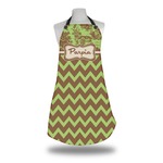 Green & Brown Toile & Chevron Apron w/ Name or Text