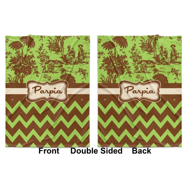Green & Brown Toile & Chevron Baby Blanket (Double Sided - Printed Front and Back)