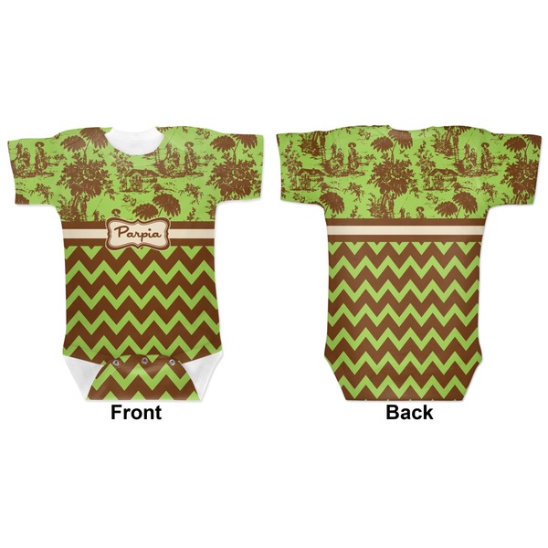 Green & Brown Toile & Chevron Baby Bodysuit Approval