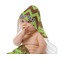 Green & Brown Toile & Chevron Baby Hooded Towel on Child