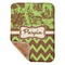 Green & Brown Toile & Chevron Sherpa Baby Blanket - 30" x 40" w/ Name or Text
