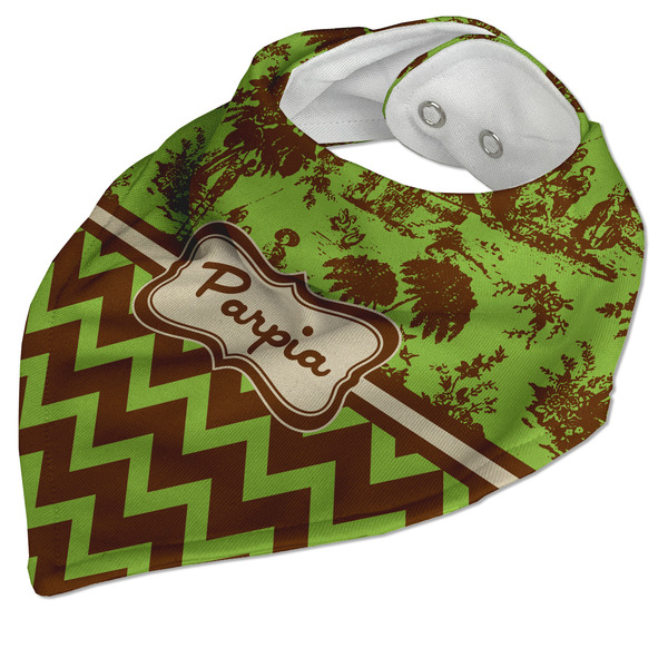 Green & Brown Toile & Chevron Bandana Closed