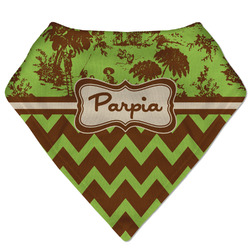 Green & Brown Toile & Chevron Bandana Bib (Personalized)