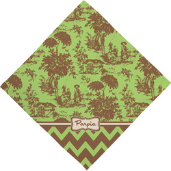Green & Brown Toile & Chevron Dog Bandana Scarf w/ Name or Text