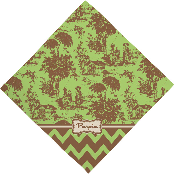 Green & Brown Toile & Chevron Bandana - Full View