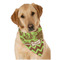 Green & Brown Toile & Chevron Bandana - On Dog