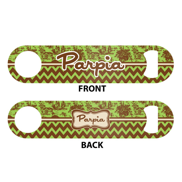 Green & Brown Toile & Chevron Bar Bottle Opener - White - Approval