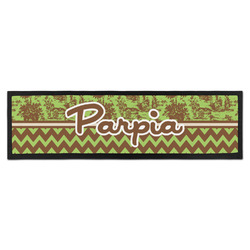 Green & Brown Toile & Chevron Bar Mat - Large (Personalized)