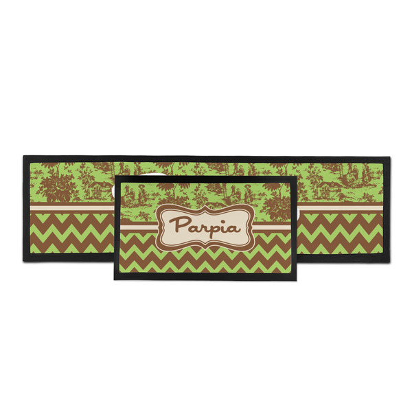 Green & Brown Toile & Chevron Bar Mat - Parent Main