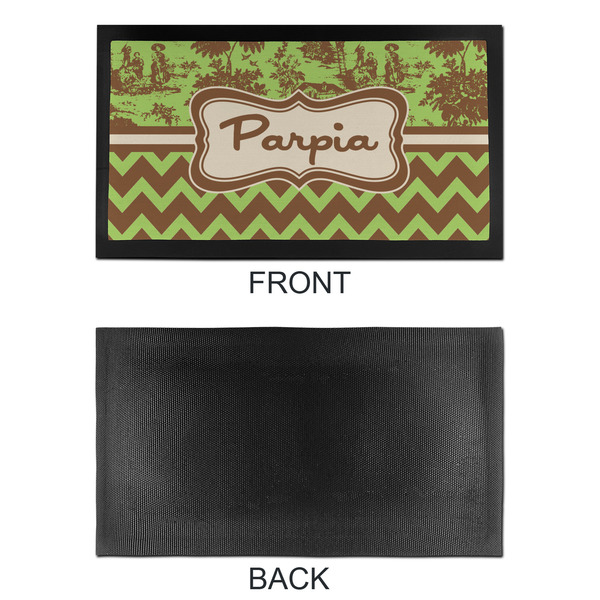 Green & Brown Toile & Chevron Bar Mat - Small - APPROVAL