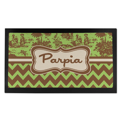 Green & Brown Toile & Chevron Bar Mat - Small (Personalized)