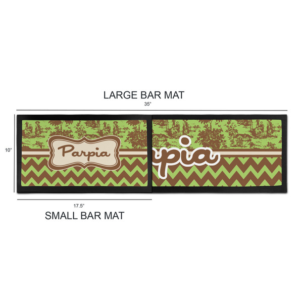 Green & Brown Toile & Chevron Bar Mats - Sizing Chart