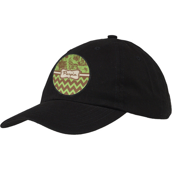 Custom Green & Brown Toile & Chevron Baseball Cap - Black (Personalized)