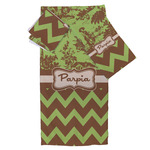 Green & Brown Toile & Chevron Bath Towel Set - 3 Pcs (Personalized)