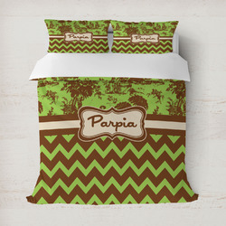Green & Brown Toile & Chevron Duvet Cover (Personalized)