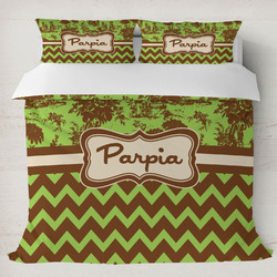 Green & Brown Toile & Chevron Duvet Cover Set - King (Personalized)