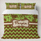 Green & Brown Toile & Chevron Bedding Set- King Lifestyle - Duvet