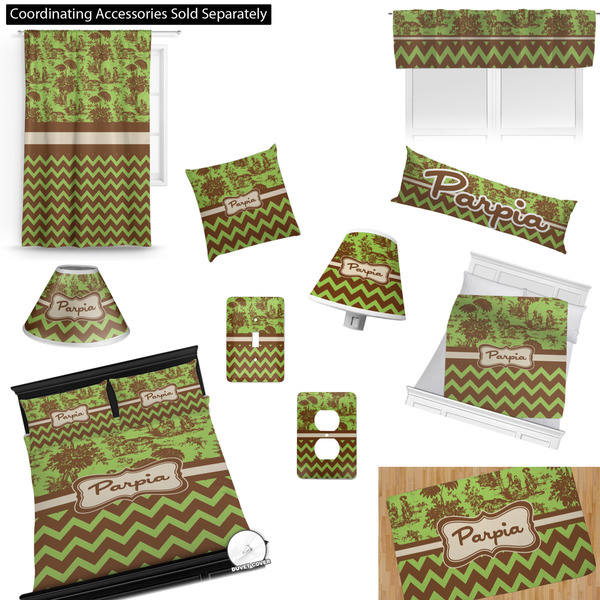 Green & Brown Toile & Chevron Bedroom Decor & Accessories2