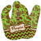 Green & Brown Toile & Chevron Baby Bib w/ Name or Text