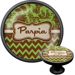 Green & Brown Toile & Chevron Cabinet Knob (Black) (Personalized)