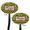 Green & Brown Toile & Chevron Black Plastic 7" Stir Stick - Double Sided - Oval - Front & Back
