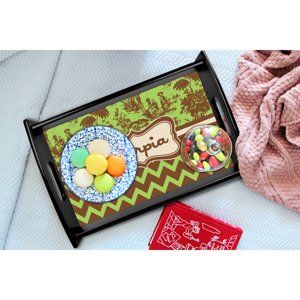 Green & Brown Toile & Chevron Black Tray - Lifestyle (UPDATED)