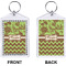Green & Brown Toile & Chevron Bling Keychain (Front + Back)