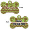 Green & Brown Toile & Chevron Bone Shaped Dog ID Tag - Large - Approval
