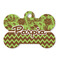 Green & Brown Toile & Chevron Bone Shaped Dog ID Tag - Large - Front