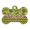 Green & Brown Toile & Chevron Bone Shaped Dog ID Tag (Personalized)
