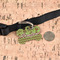 Green & Brown Toile & Chevron Bone Shaped Dog ID Tag - Large - In Context