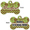 Green & Brown Toile & Chevron Bone Shaped Dog Tag - Front & Back