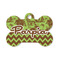 Green & Brown Toile & Chevron Bone Shaped Dog ID Tag - Small (Personalized)
