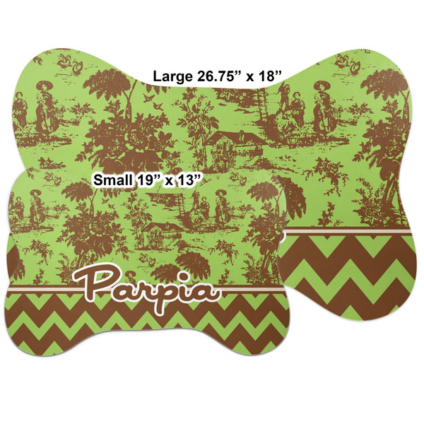 Green & Brown Toile & Chevron Bone Shaped Mat Comparison