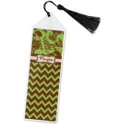 Green & Brown Toile & Chevron Book Mark w/Tassel (Personalized)