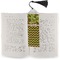 Green & Brown Toile & Chevron Bookmark with tassel - In book