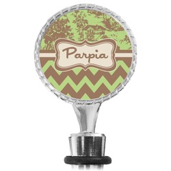 Green & Brown Toile & Chevron Wine Bottle Stopper (Personalized)