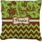 Green & Brown Toile & Chevron Faux-Linen Throw Pillow 18" (Personalized)