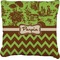 Green & Brown Toile & Chevron Burlap Pillow 22"