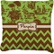 Green & Brown Toile & Chevron Faux-Linen Throw Pillow 20" (Personalized)