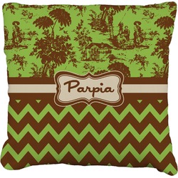 Green & Brown Toile & Chevron Faux-Linen Throw Pillow 26" (Personalized)