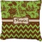 Green & Brown Toile & Chevron Faux-Linen Throw Pillow 26" (Personalized)
