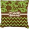 Green & Brown Toile & Chevron Faux-Linen Throw Pillow (Personalized)