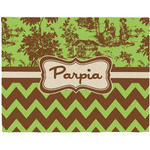 Green & Brown Toile & Chevron Woven Fabric Placemat - Twill w/ Name or Text