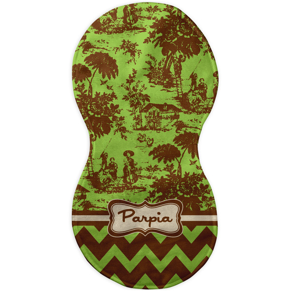 Green & Brown Toile & Chevron Burp Peanut Shaped Flat
