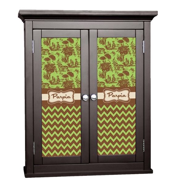 Custom Green & Brown Toile & Chevron Cabinet Decal - Custom Size (Personalized)
