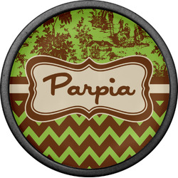 Green & Brown Toile & Chevron Cabinet Knob (Black) (Personalized)