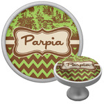 Green & Brown Toile & Chevron Cabinet Knob (Personalized)