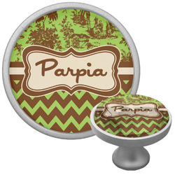 Green & Brown Toile & Chevron Cabinet Knob (Personalized)