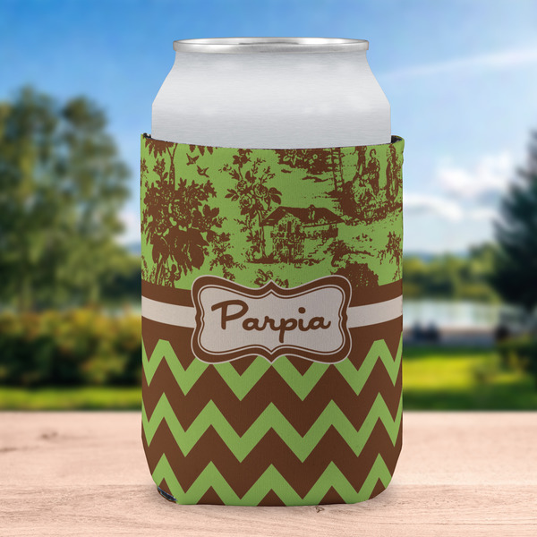 Green & Brown Toile & Chevron Can Sleeve - LIFESTYLE (single)